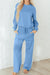 Beau Blue Floral Patchwork Drop Shoulder Pullover and Sweatpants Lounge Set