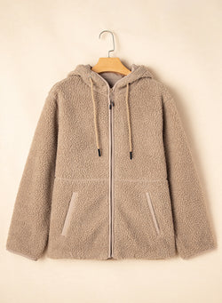 Pale Khaki Fleece zip up up cordon de casse-cordon