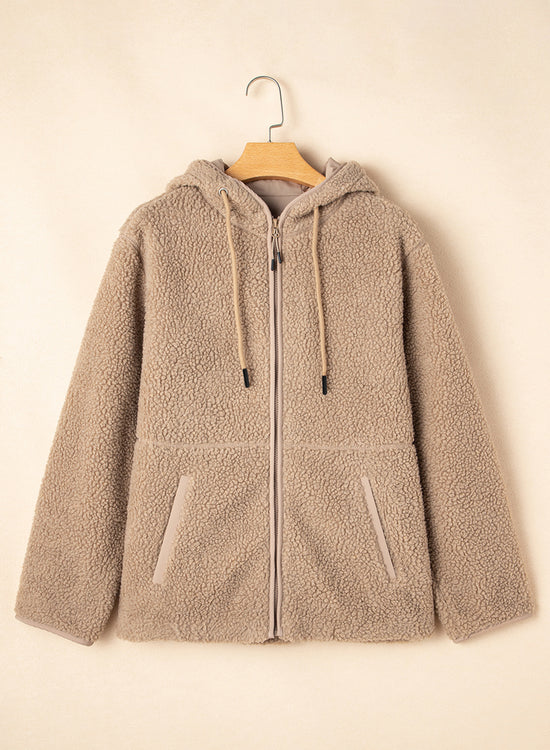 Pale Khaki Fleece zip up up cordon de casse-cordon