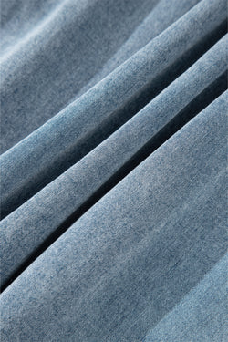 Beau Blue Bowknot Neck sin mangas con volantes Vestido de chambray