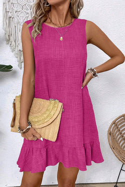 Ashleigh Blue Knot Sbope Back Ruffle Hem Mini Mini Vestido