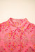 Stampa floreale rosso rosa a manica corta camicia sciolta