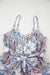 Sky Blue Floral Tiered Patchwork Spaghetti Strap Vacation Dress