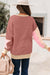 Rose Pink Contrast Star Patchwork Exposed Seam Uneven Hem Drop Shoulder Sweatshirt