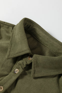 Mini abito a maniche lunghe con colletto a mezzo bottone in velluto a coste di farina d'avena