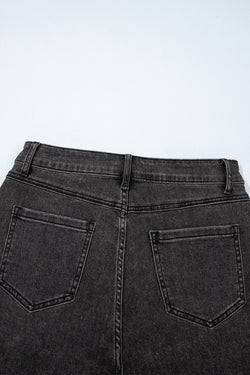 Padrones grises grises crudos pantalones cortos de mezclilla de cintura alta