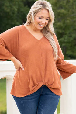 Fiamma dorata Plus Size Twist Hem Grena a costola della manica del braccialetto