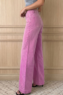 Black 2-Button High Waist Wide Leg Jeans