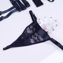  Lingerie Set “Femme Fatale” – Black Lace & Strappy Seduction