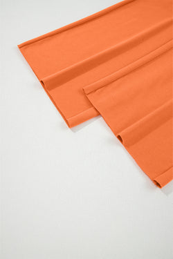 Flamingo Drop Shoulder Puff Sleeve Crop Pullover Drawstring Wide Leg Pants Set