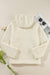 Beige Fleece Zip Up Drawstring Hooded Pocketed Jacket