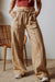Smoke Gray Exposed Seam Drawstring Elastic Waistband Wide Leg Pants