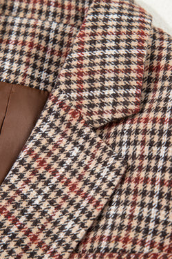 Blazer de collar de solapa de pecho de pecho marrón