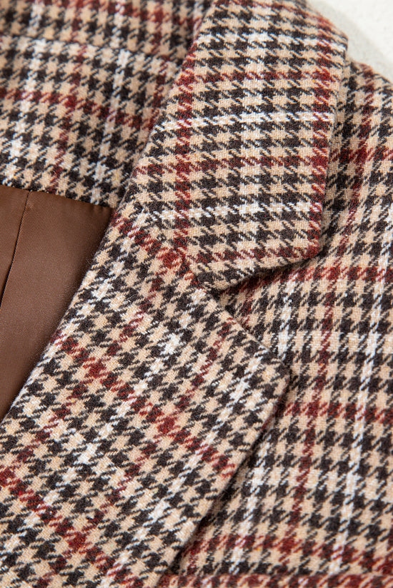 Blazer de collar de solapa de pecho de pecho marrón