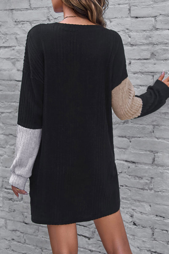 Black Black Block Drop de manga larga de hombro negro