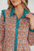 Minivestido camisa con cuello en contraste floral boho naranja