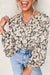 Gray Morn Floral Print Batwing Sleeve Buttoned Loose Fit Shirt