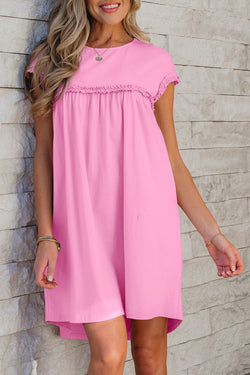 Menta verde brimele fritturato collo sciolto mini abito