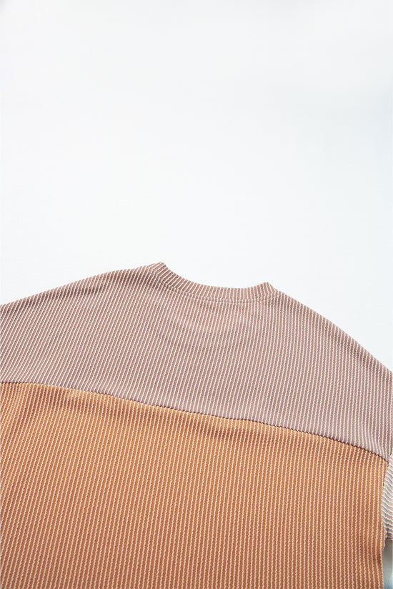 Flitte laterali a costine a costine di colore rosa Top a mezza manica