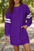 Fiery Red Varsity Contrast Banded Sleeve Shift Sweatshirt Dress