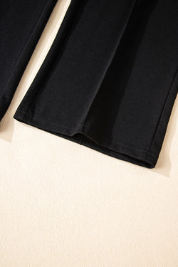 Black Double Zipper Hooded Jacket and Sweatpants Active Set