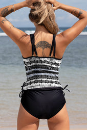 Broupes doubles imprimées noires Terle Tankini imprimé avec un short 2pcs de maillot de bain