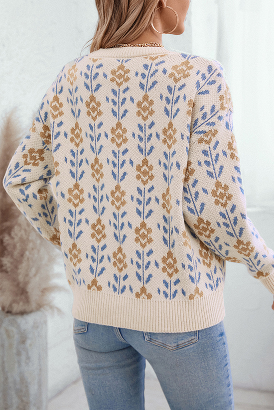 Maglione di alia dell'equipaggio floreale di albicocche