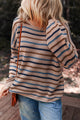 Maglione al collo rotondo a goccia a goccia a strisce multicolore