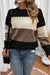Brown Colorblock Crew Neck Drop Shoulder Sweater