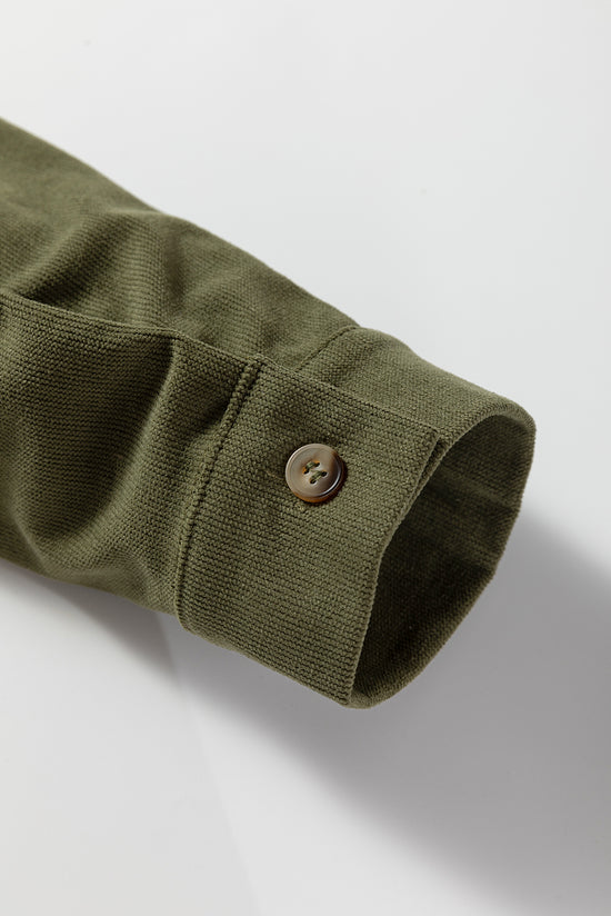 Oatmeal Corduroy Half Button Collared Long Sleeve Mini Dress