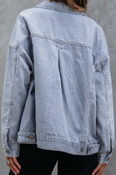 Chaqueta de mezclilla de gran tamaño lavada de rayas azules