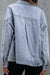 Sky Blue Stripe Washed Oversize Pocketed Denim Jacket