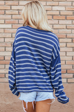 Maglione casual a goccia a strisce kaki
