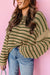 Maglione casual a goccia a strisce kaki