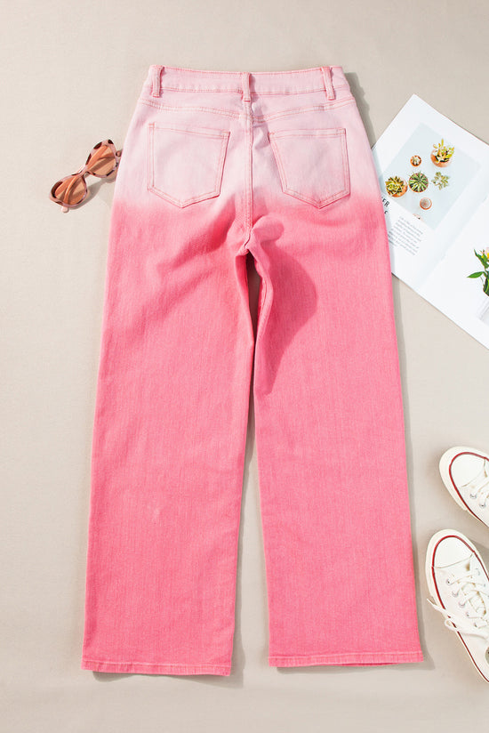 Pantaloni in denim rosa scattering di strass