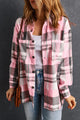Camicia tascabile con abbottonatura plaid rosa