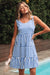 Sky Blue Stripe U Neck Maneveless Fit Fit Mini Vestido