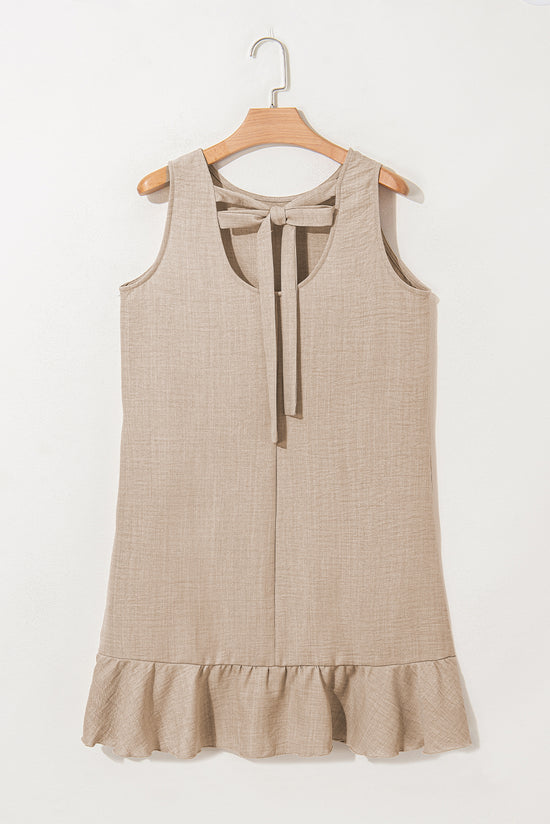 Ashleigh Blue Knot Sbope Back Ruffle Hem Mini Mini Vestido
