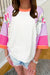 Blusa casual a blocchi di colore floreale rosa rosa