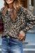 Khaki Leopard Drop Shoulder Chunky Knitted Cardigan Sweater