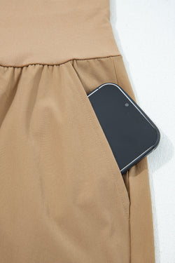 Pantalones de carga de carga de cintura alta en camello