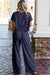 Orlo crudo blu navy tee sciolto e pantaloni a gamba larga