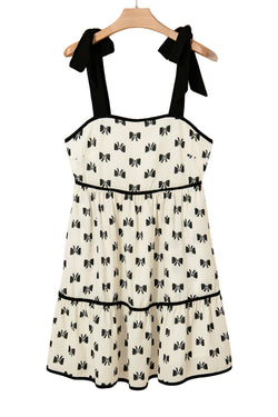 Blanc de couleur de nœud de nœud garniture nouée mini-robe épaule nouée