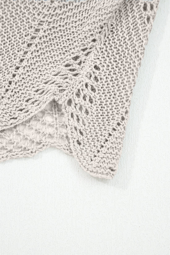 Pergaminho hollow out malha 7/8 suéter casual