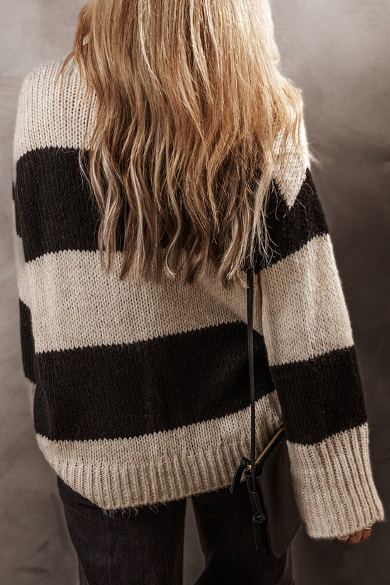 Simplesmente Taupe Colorblock Sweater Loose Pullover