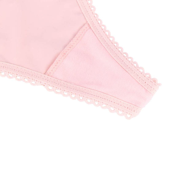 Thong with Pink Lace and Back Lacing