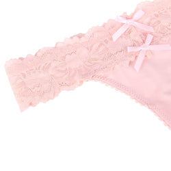 Thong with Pink Lace and Back Lacing