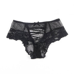 Black High-Waist Mesh & Lace Panty with Corset Back