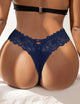 Thong with blue Lace and Back Lacing