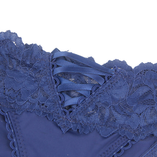 Thong with blue Lace and Back Lacing